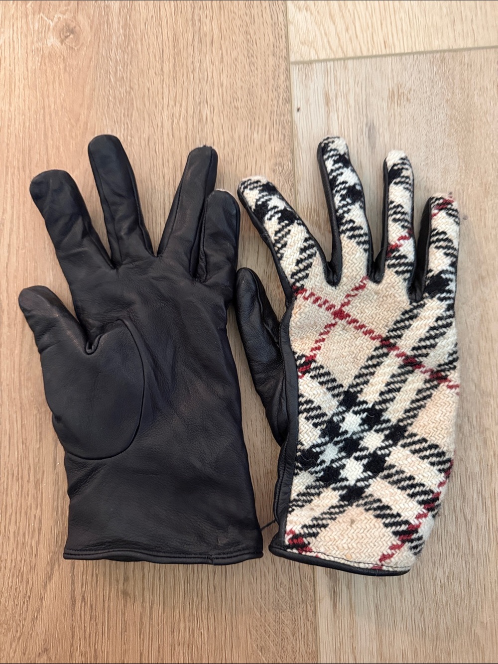 Burberry Plaid wool leather palm of Gloves‎ - Picture 4 of 11